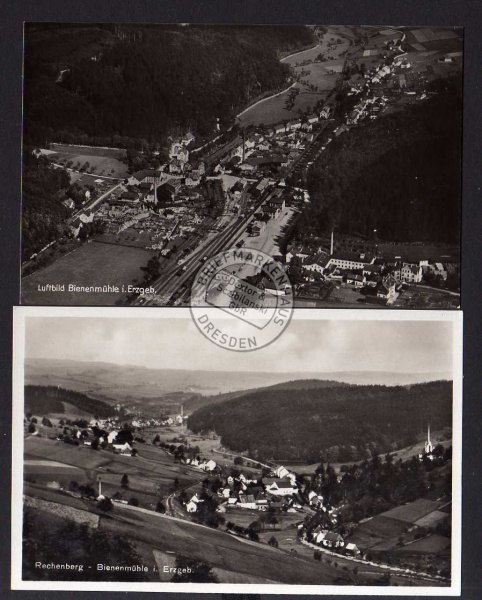 2 AK Rechenberg Bienenmühle Erzgeb. Luftbild 