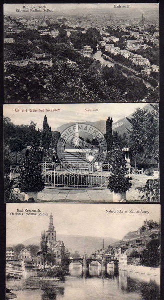 3 AK Bad Kreuznach 1911 1912 Nahebrücke Rosen 