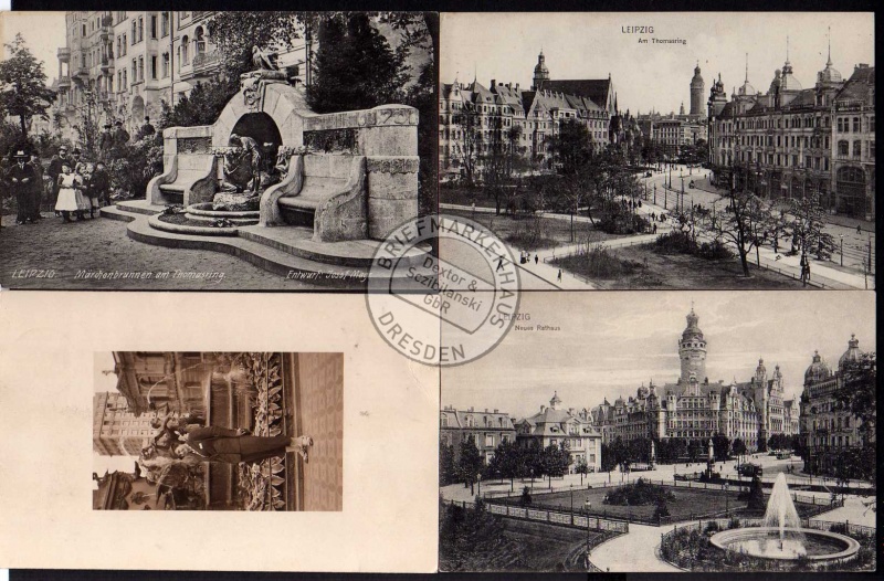 4 AK Leipzig Thomasring Märchenbrunnen Villen Neu 