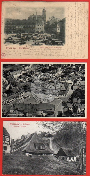 3 AK Annaberg 1898 Kirchgasse Eisen Handlung 