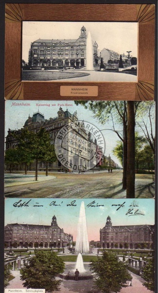 3 AK Mannheim 1911 Kaiserring Parkhotel Friedrich 