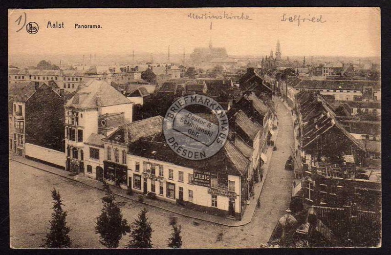 Aalst ca. 1918 Panorama Straße Reklame Liebig 