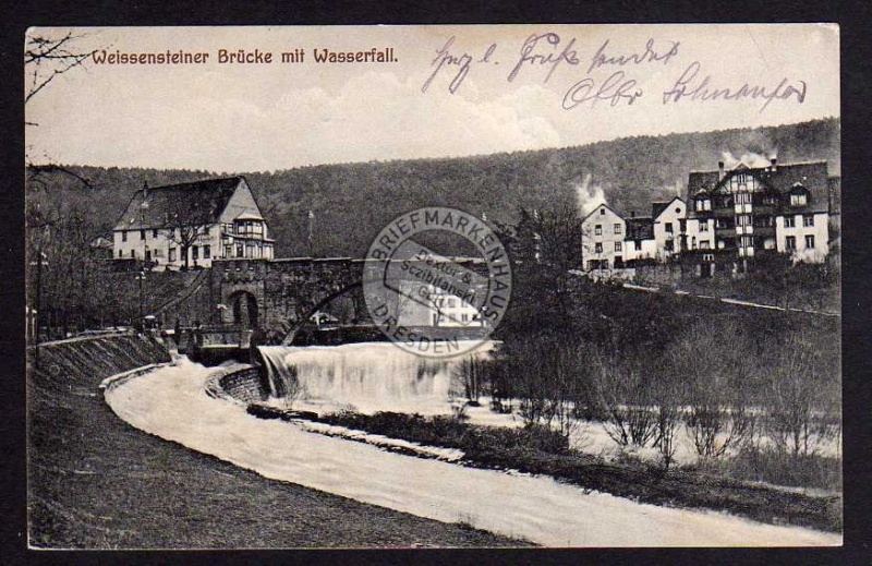 Weissensteiner Brücke mit Wasserfall 1917 