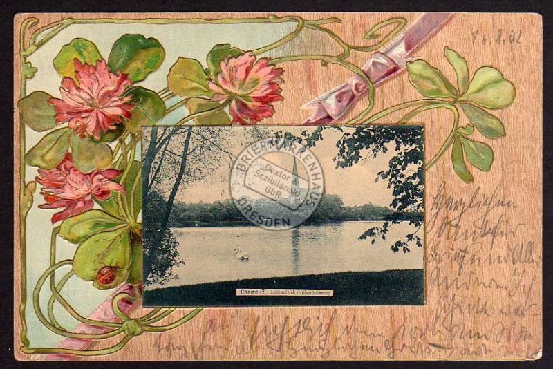 Chemnitz 1902 Kleeblatt Blume Passepartout 