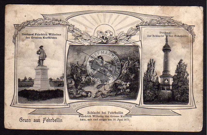 Fehrbellin 1906 Denkmal Friedrich Wilhelm 