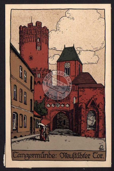 Tangermünde Neustädter Tor 1914 Künstler Stein 