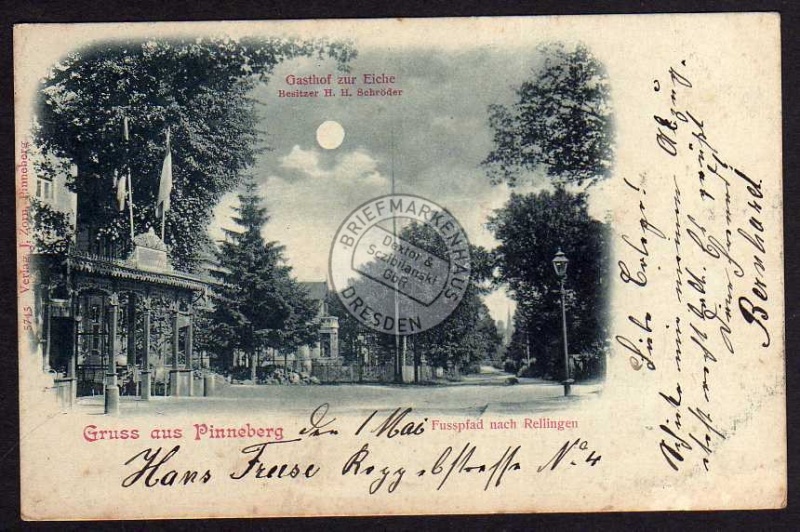 Pinneberg 1902 Fusspfad nach Rellingen Gasthof 