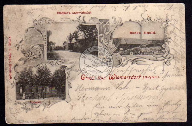 Wiemersdorf 1902 Gastwirtschaft Meierei Ziegel 