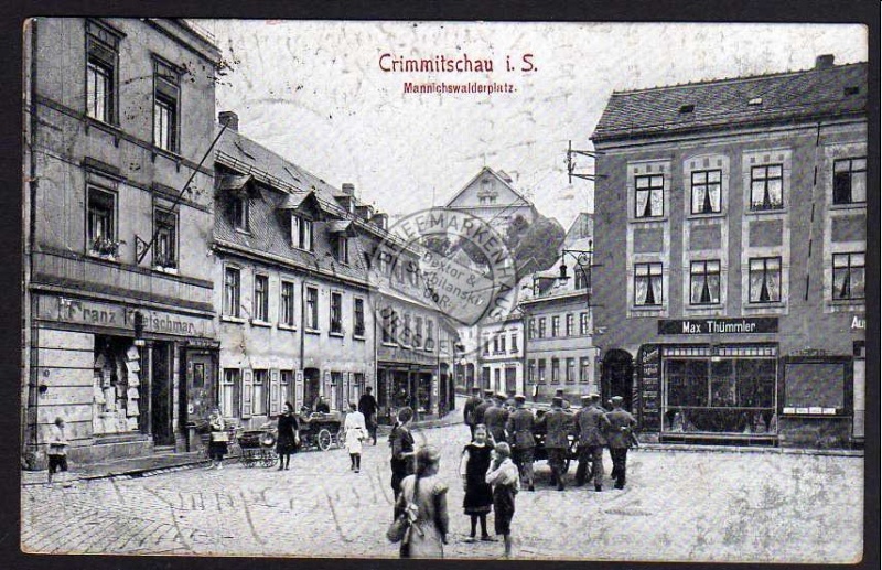 Crimmitschau Mannichswalderplatz Geschäft 1922 