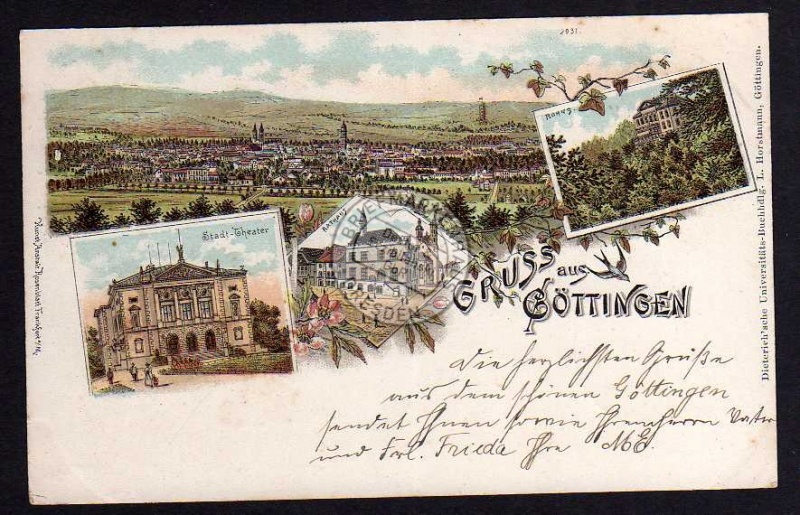 Göttingen Litho Theater Rathaus Ronns 1897 