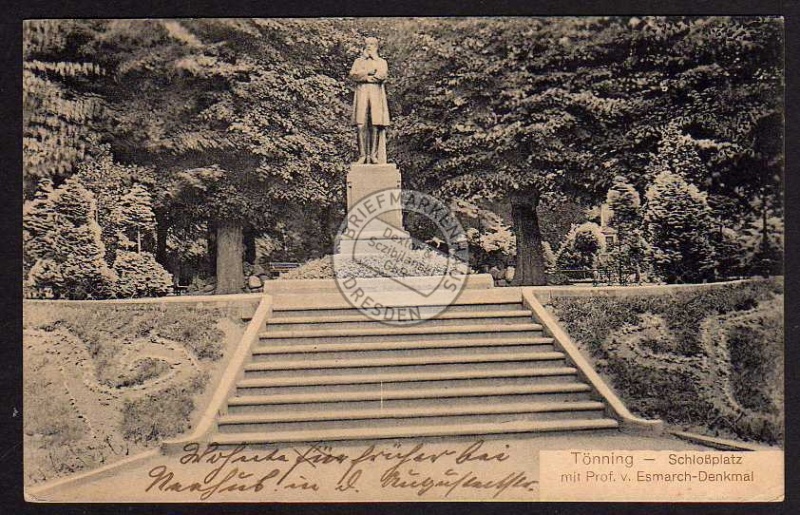 Tönning Schloßplatz Esmarch Denkmal 1916 