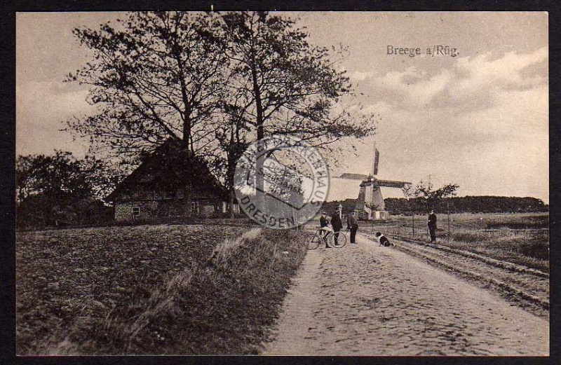 Breege Rügen Windmühle Mole 1920 