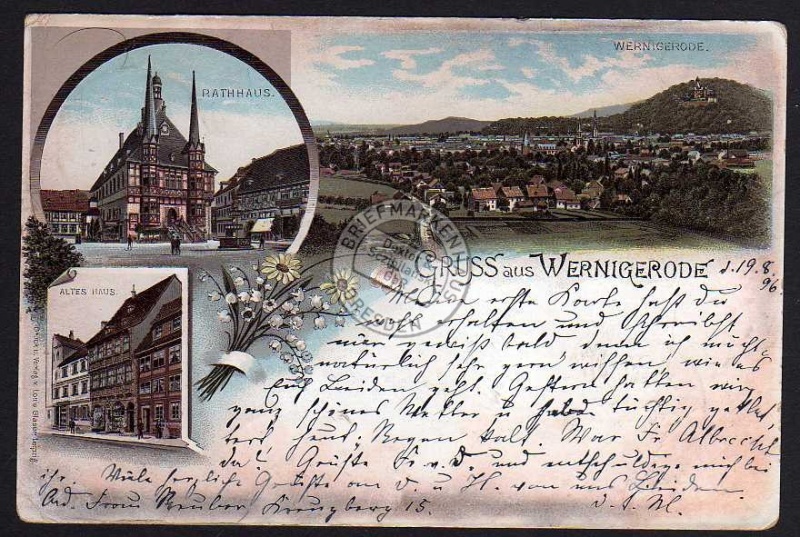 Wernigerode Litho 1896 Altes Haus Rathaus 