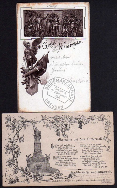 2 AK Litho Niederwald Denkmal Germania 1896 