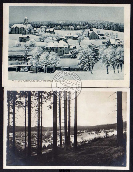 2 AK Rautenkranz Wintersportplatz Ferienheim Muld 