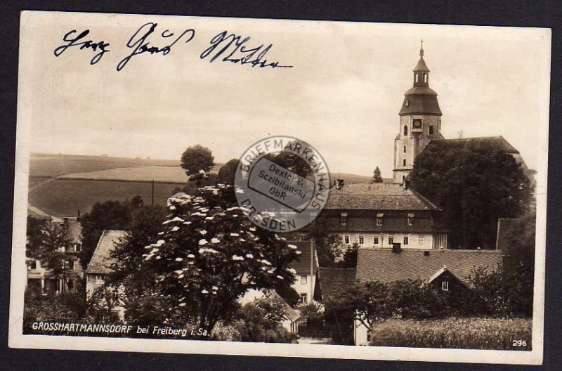 Großhartmannsdorf bei Freiberg 1929 Kirche Ort 
