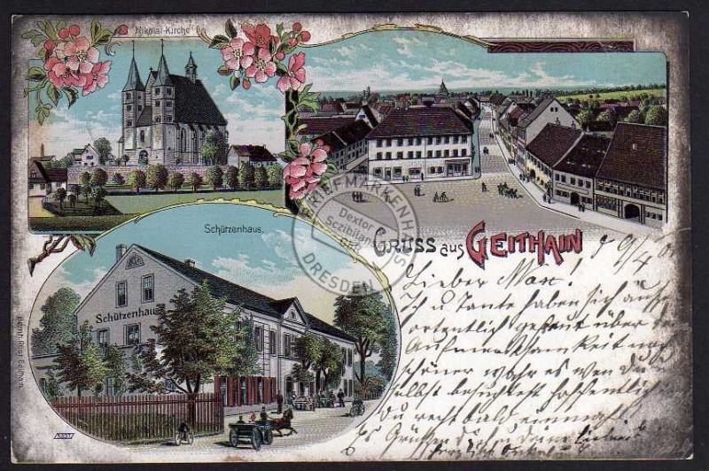 Litho Geithain 1901 Restaurant Schützenhof 