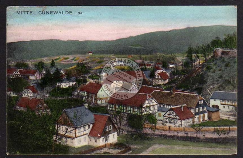 Mittel Cunewalde Fachwerkhäuser 1917 Feldpost 