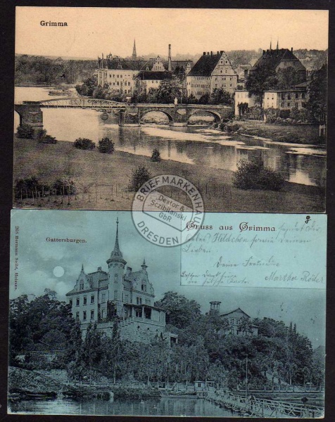 2 AK Grimma Gattersburgen 1900 Panorama Mude 