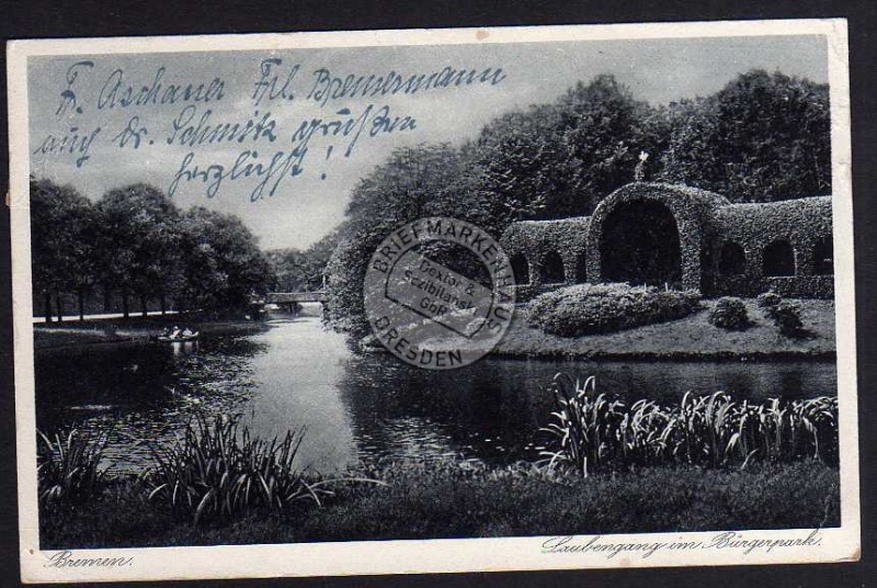 Bremen Laubengang im Bürgerpark 1930 