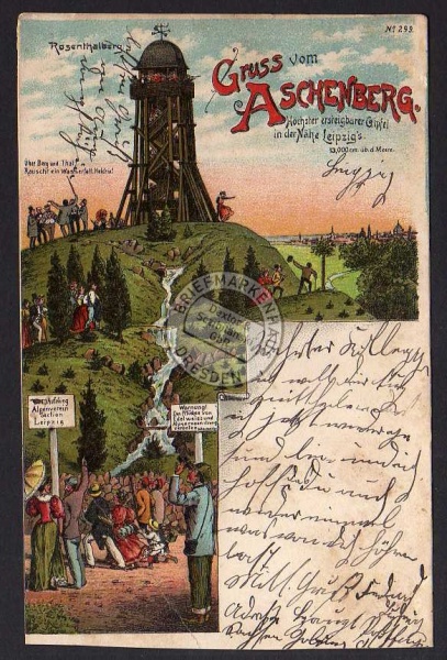 Litho Aschenberg Leipzig Rosentalberg 1903 