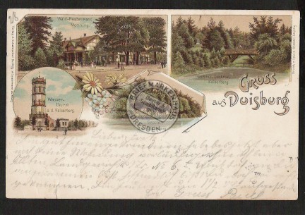 Litho Duisburg  Wald Restaurant Monning Wasserthurm 