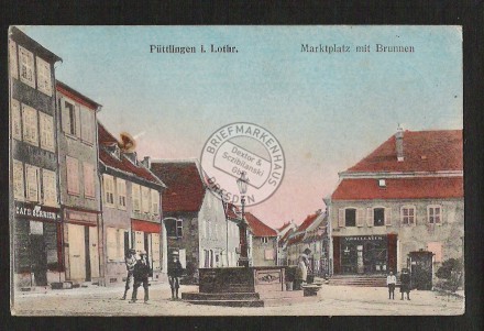 Püttlingen i. Lothr. Markt mit Brunnen Cafe Se 